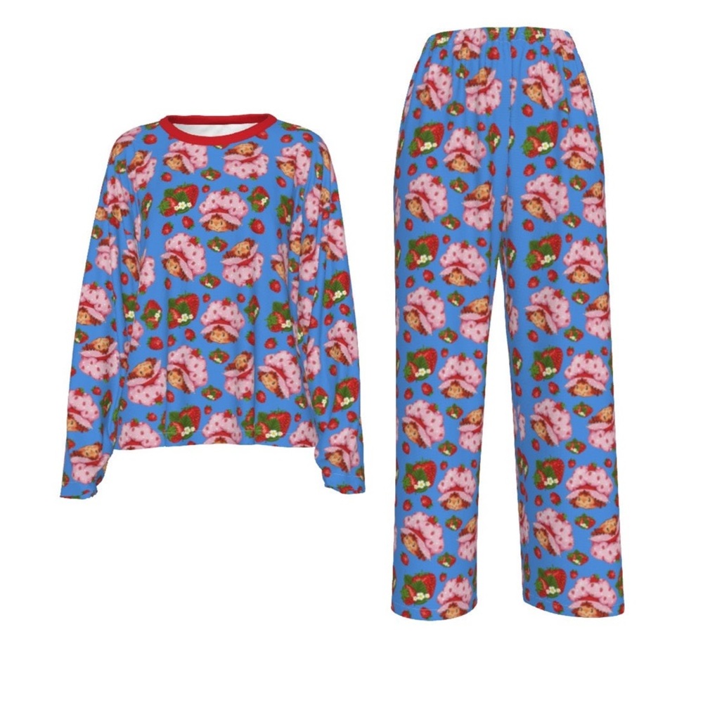 Strawberry * vintage 80’s cartoon * woman’s loungewear / sleepwear set * AOP